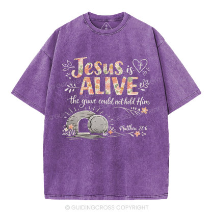 Jesus Is Alive easter Christian Washed T-Shirt