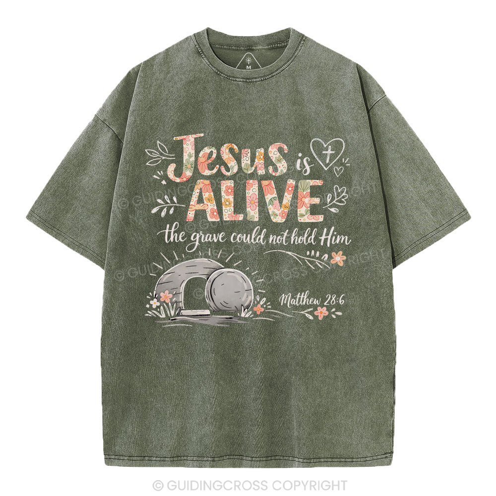 Jesus Is Alive easter Christian Washed T-Shirt
