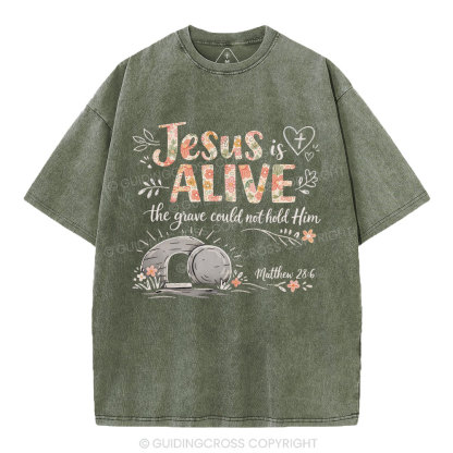 Jesus Is Alive easter Christian Washed T-Shirt
