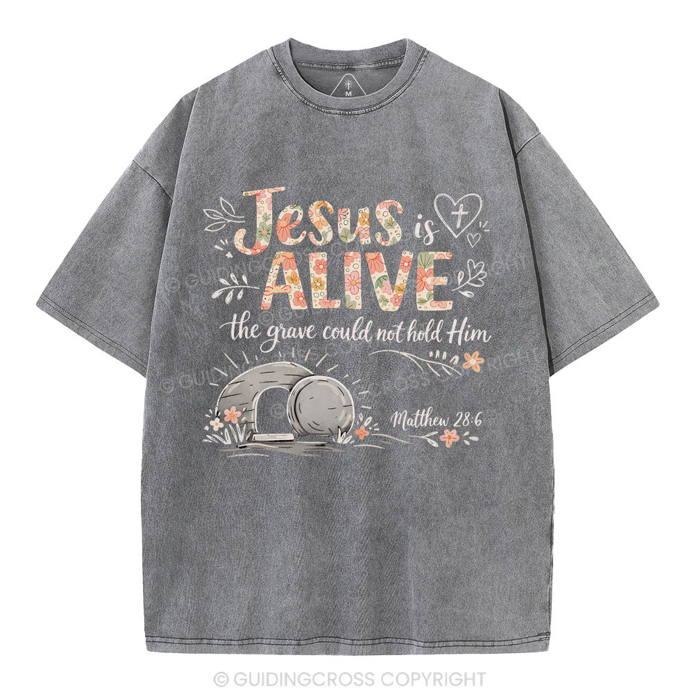 Jesus Is Alive easter Christian Washed T-Shirt