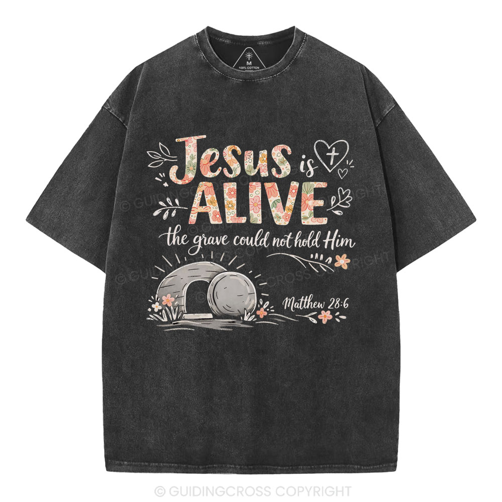 Jesus Is Alive easter Christian Washed T-Shirt