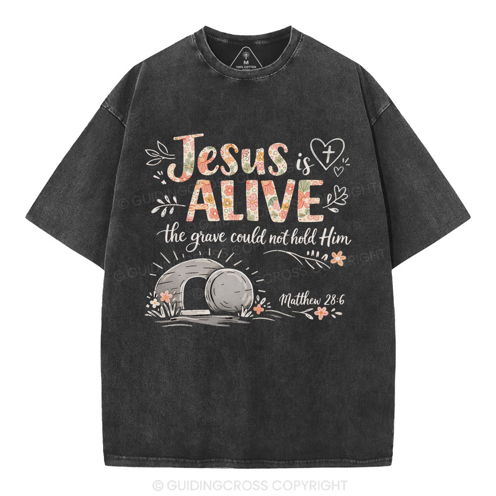 Jesus Is Alive easter Christian Washed T-Shirt