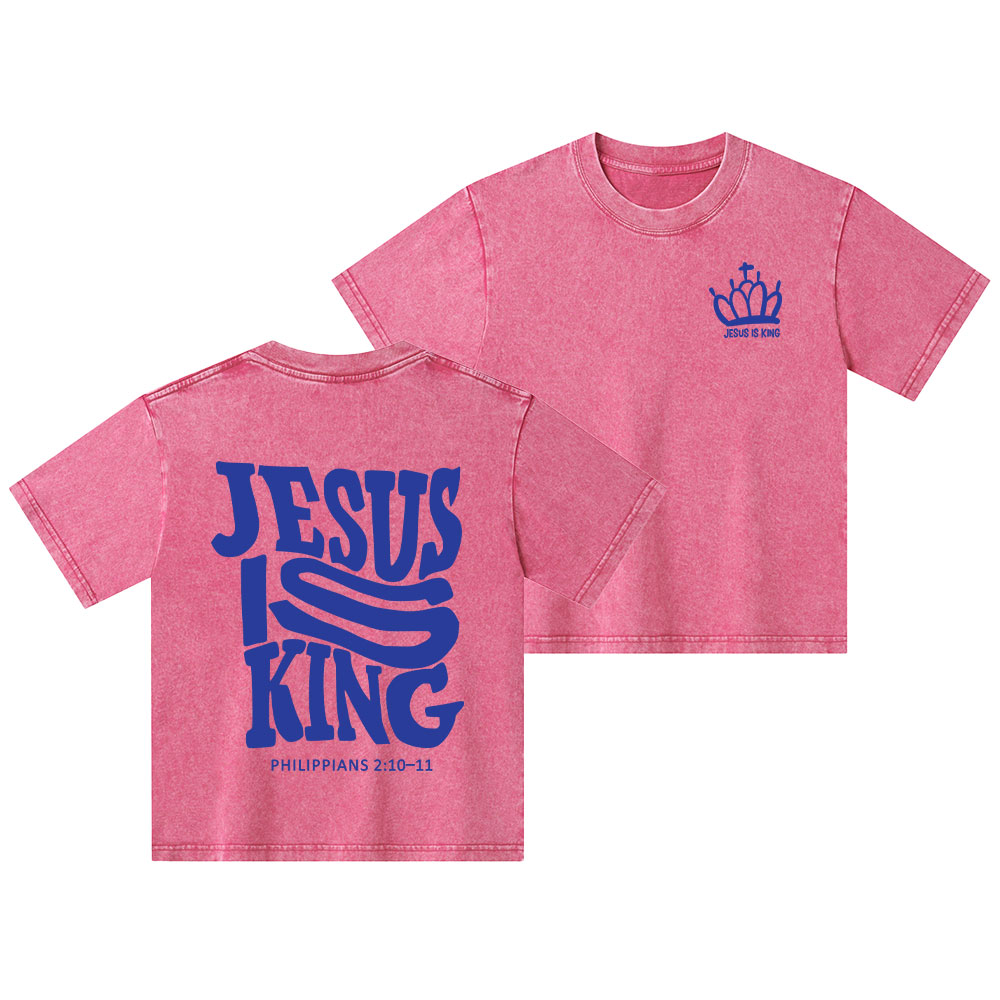 Jesus Is King Christian Kid Washed T-Shirt