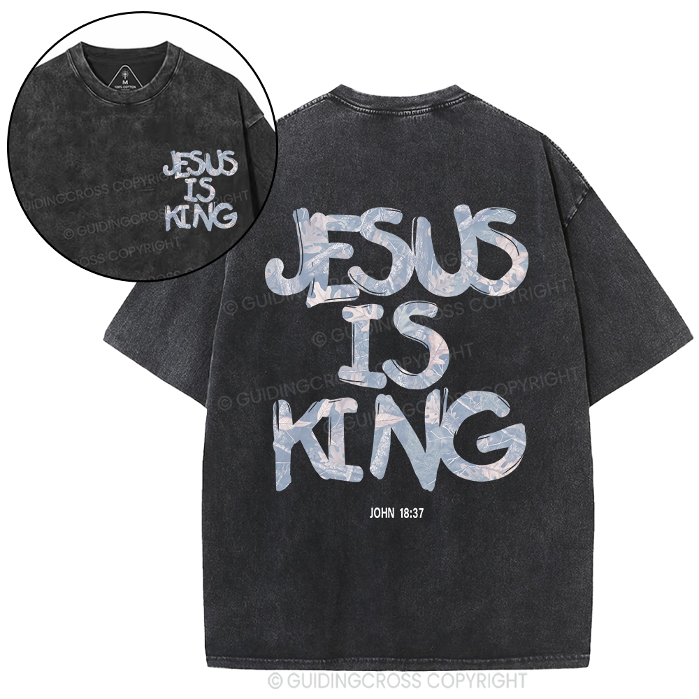 Jesus Is King Camo Christian Washed T-Shirt
