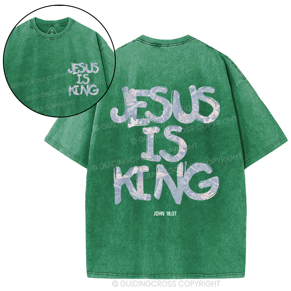 Jesus Is King Camo Christian Washed T-Shirt