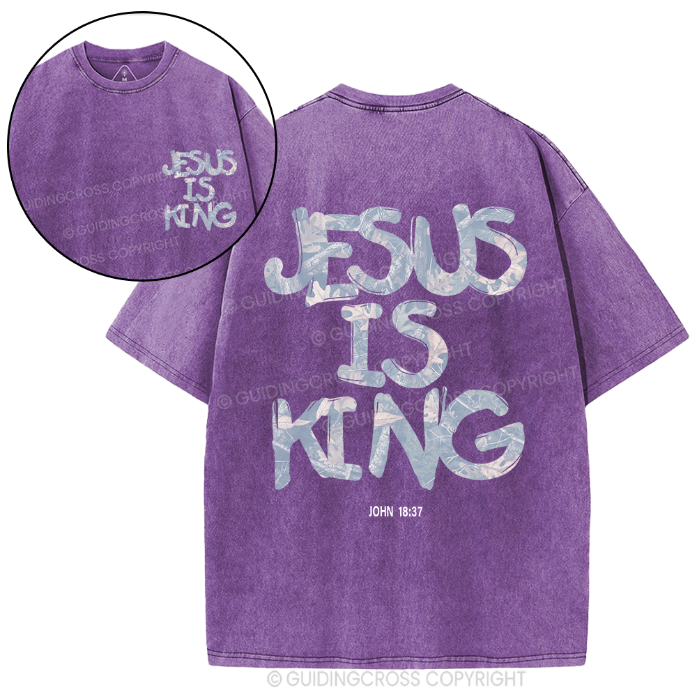 Jesus Is King Camo Christian Washed T-Shirt