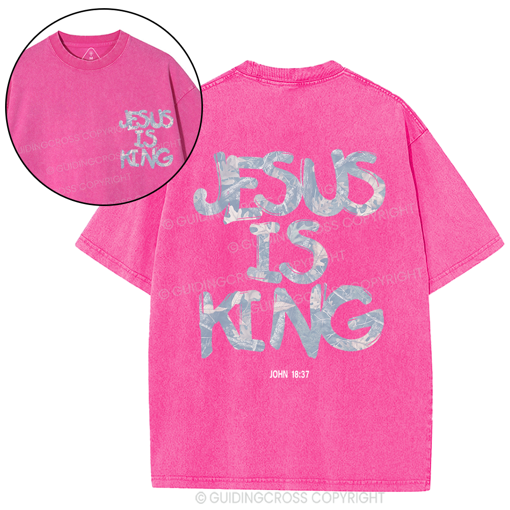 Jesus Is King Camo Christian Washed T-Shirt