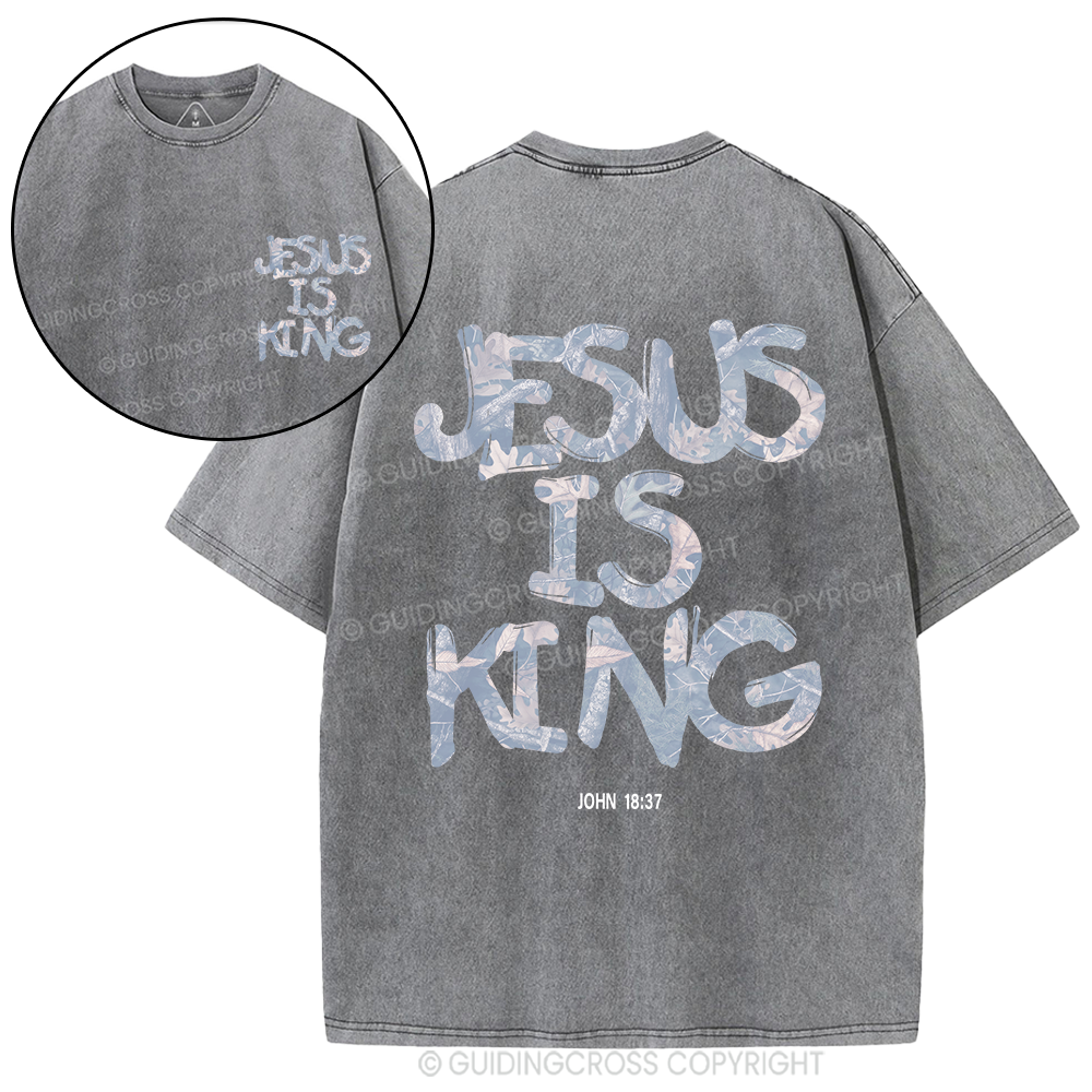 Jesus Is King Camo Christian Washed T-Shirt
