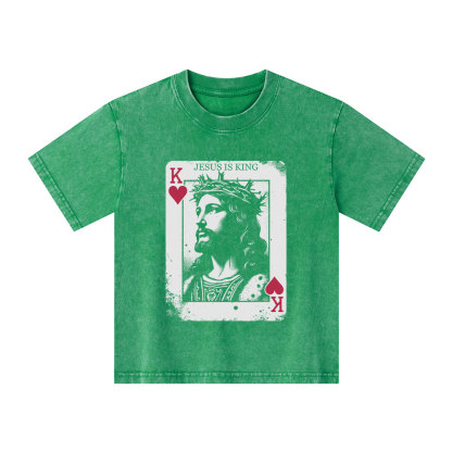 Jesus Is King Card Christian Kid Washed T-Shirt