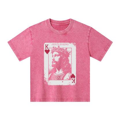 Jesus Is King Card Christian Kid Washed T-Shirt