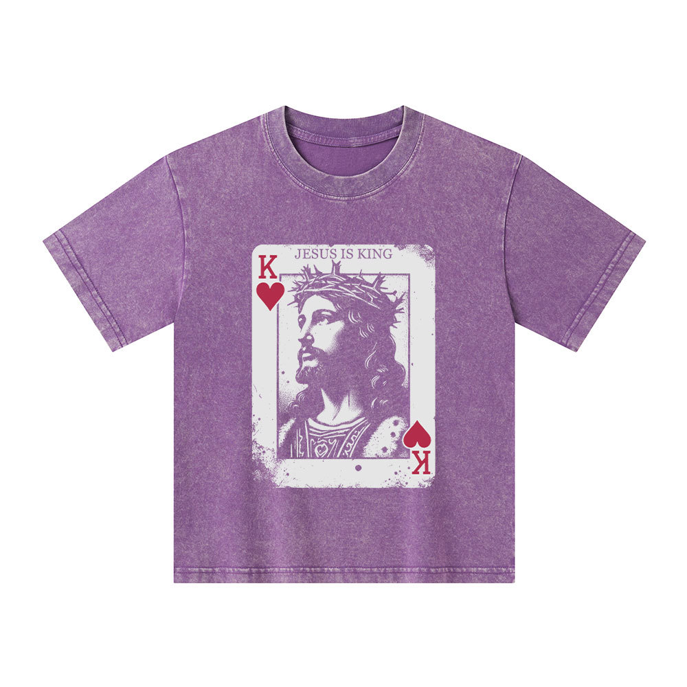 Jesus Is King Card Christian Kid Washed T-Shirt