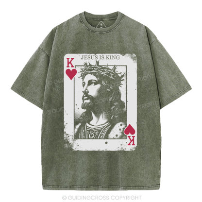 Jesus Is King Card Washed T-Shirt