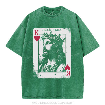 Jesus Is King Card Washed T-Shirt
