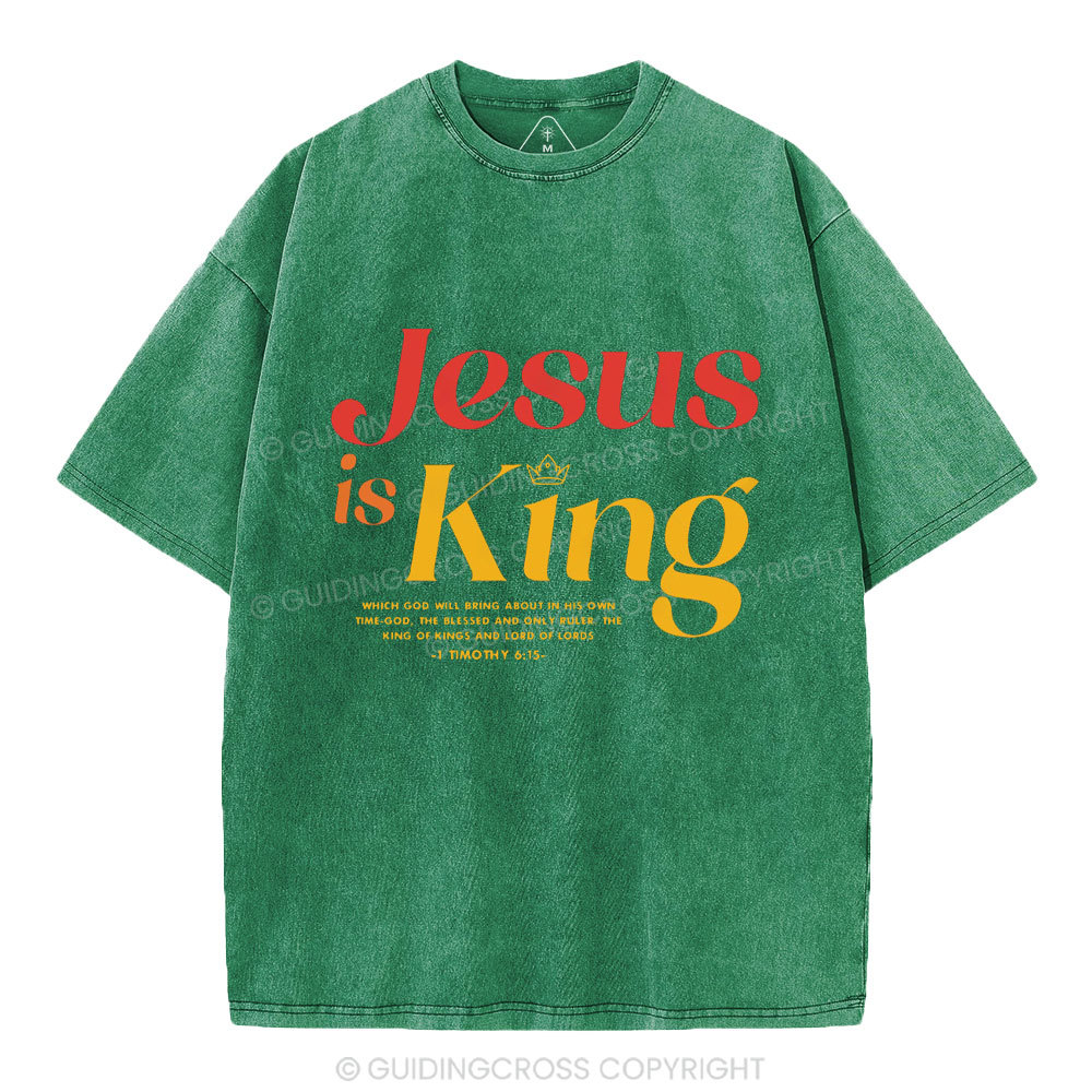 Jesus Is King Chrisitan Washed T-Shrit