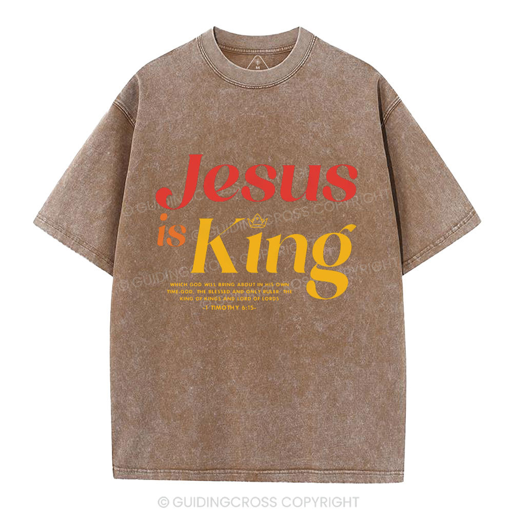 Jesus Is King Chrisitan Washed T-Shrit