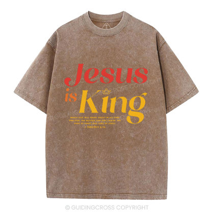 Jesus Is King Chrisitan Washed T-Shrit