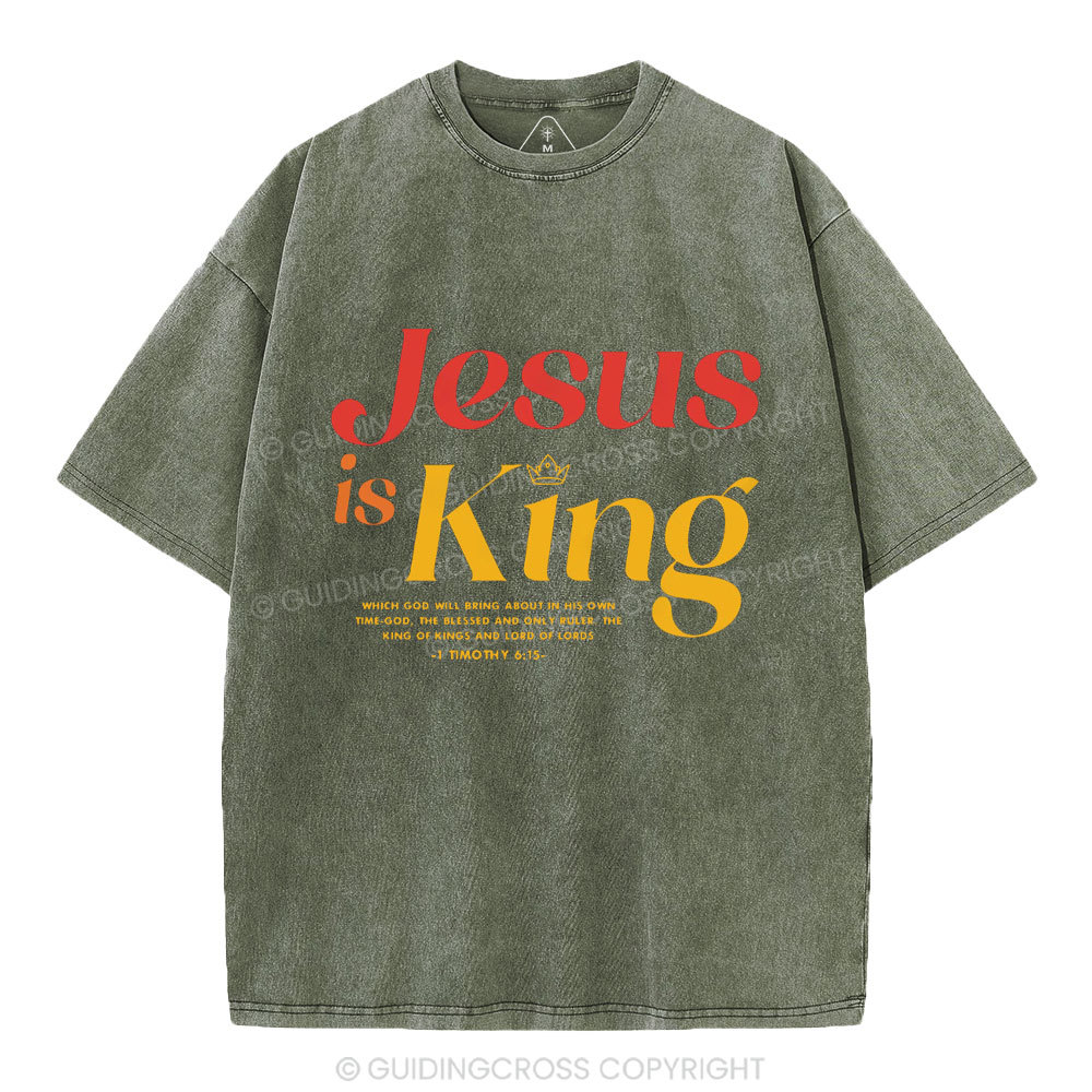 Jesus Is King Chrisitan Washed T-Shrit