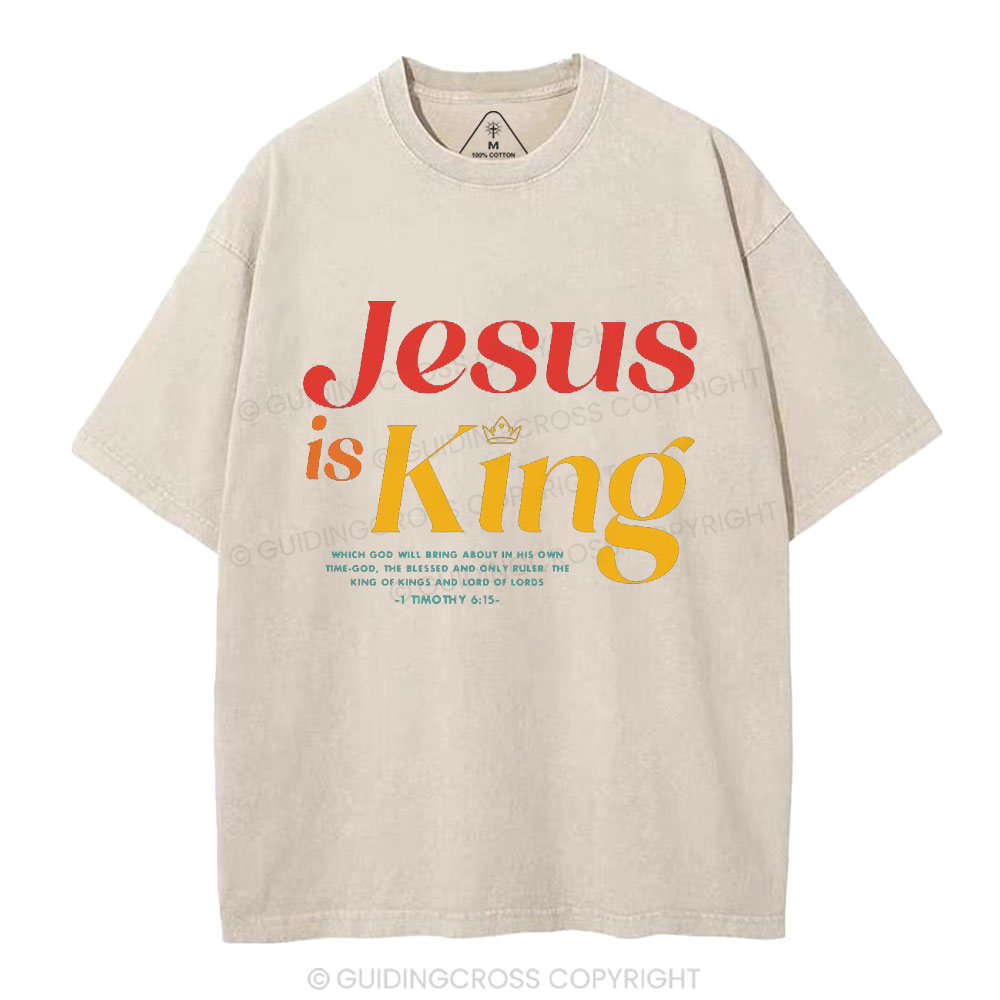 Jesus Is King Chrisitan Washed T-Shrit