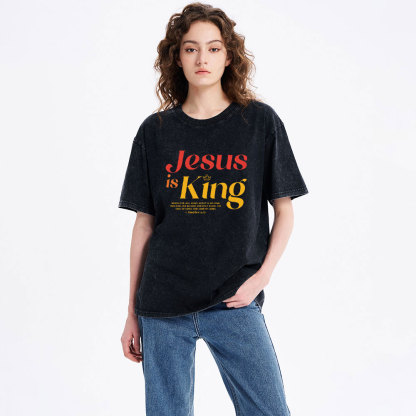 Jesus Is King Chrisitan Washed T-Shrit