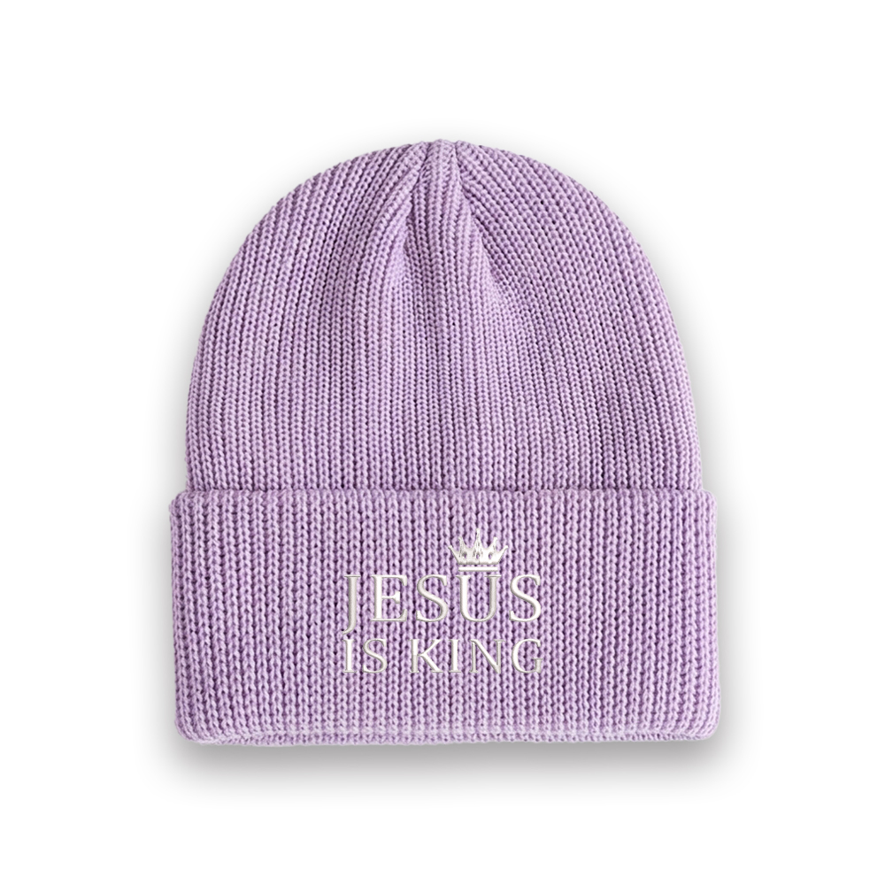 Jesus Is King Christian Embroidered Knit Beanie