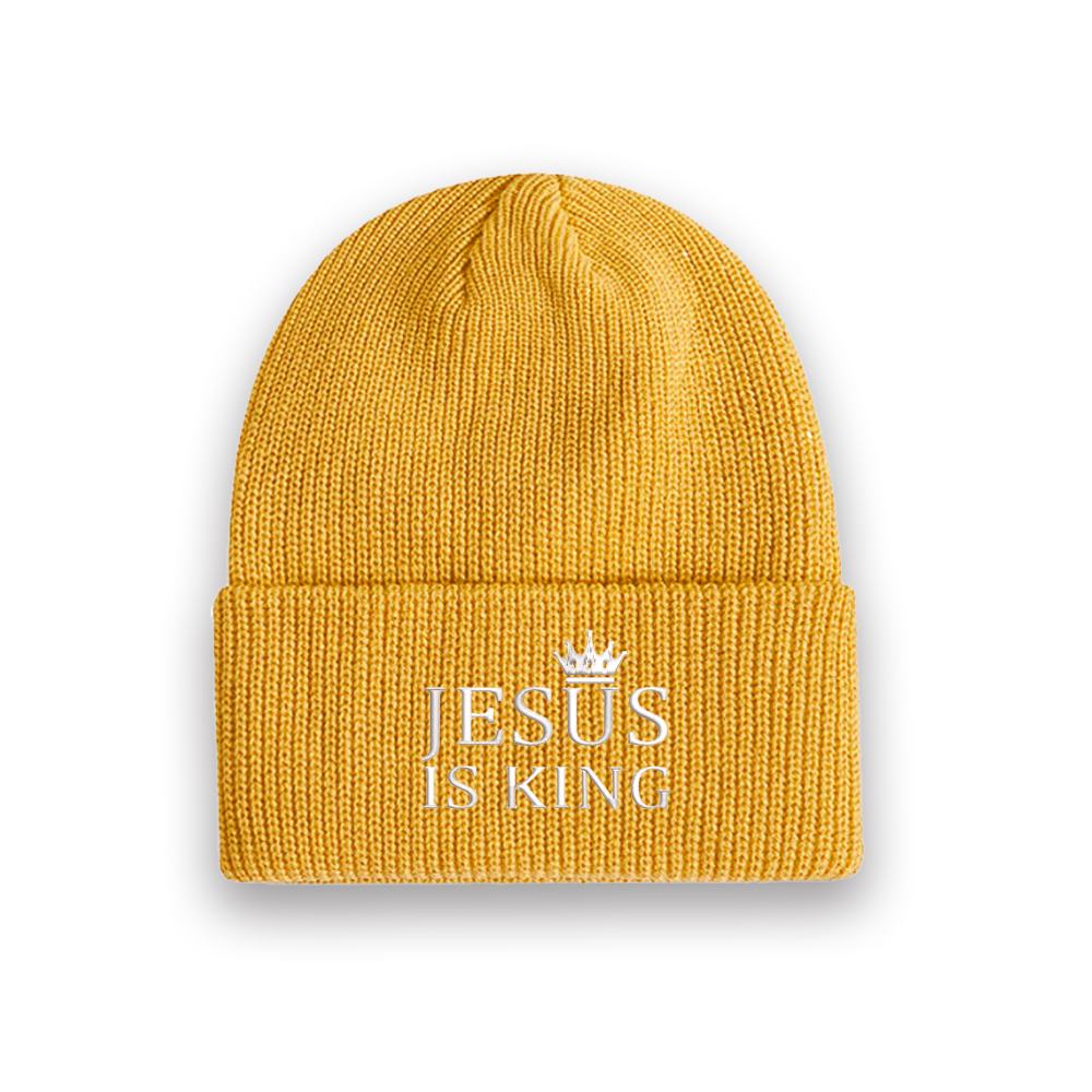 Jesus Is King Christian Embroidered Knit Beanie