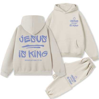 Jesus Is King Christian Fleece Hoodie Set
