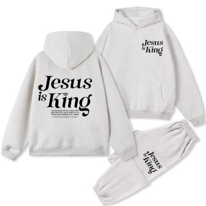 Jesus Is King Christian Fleece Hoodie Set