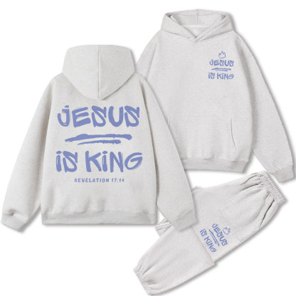Jesus Is King Christian Fleece Hoodie Set