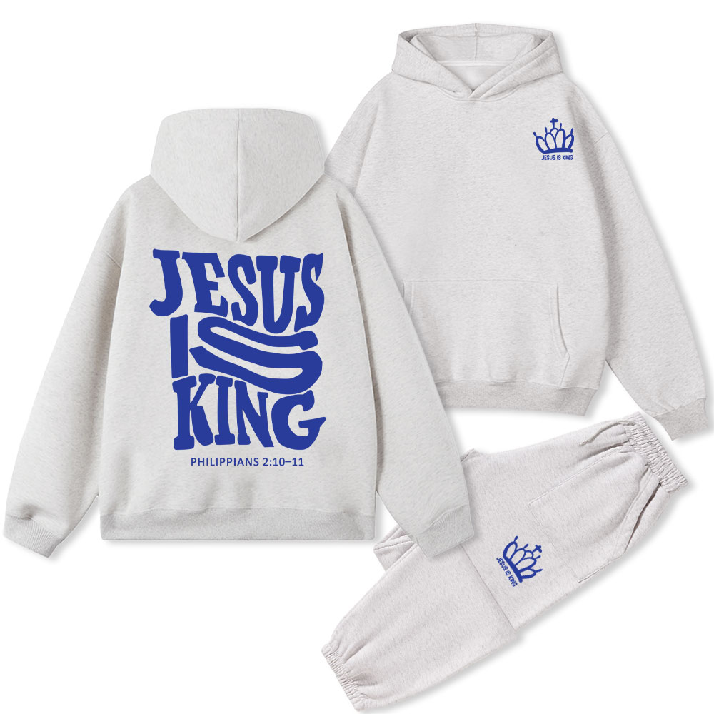 Jesus Is King Christian Fleece Hoodie Set