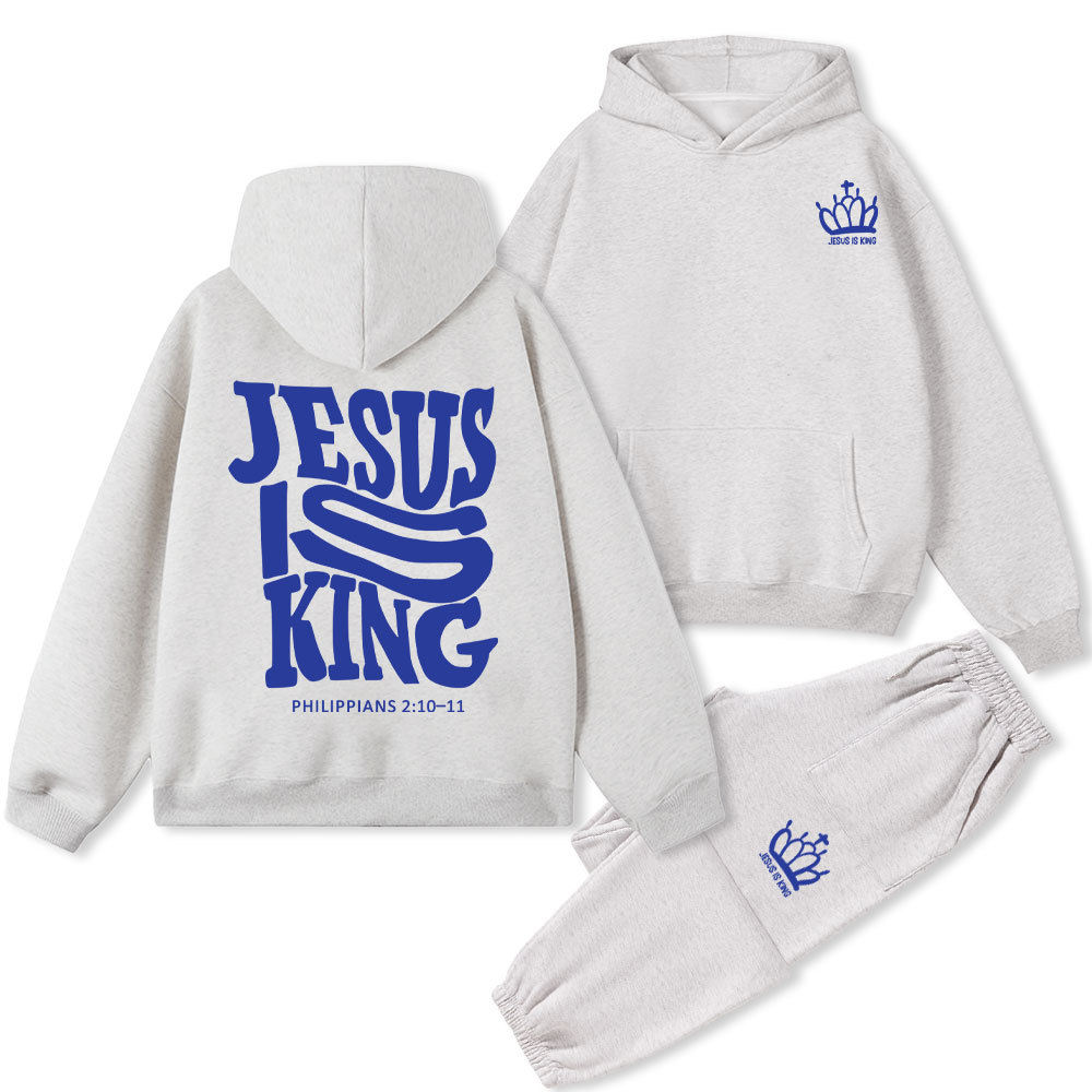 Jesus Is King Christian Fleece Hoodie Set