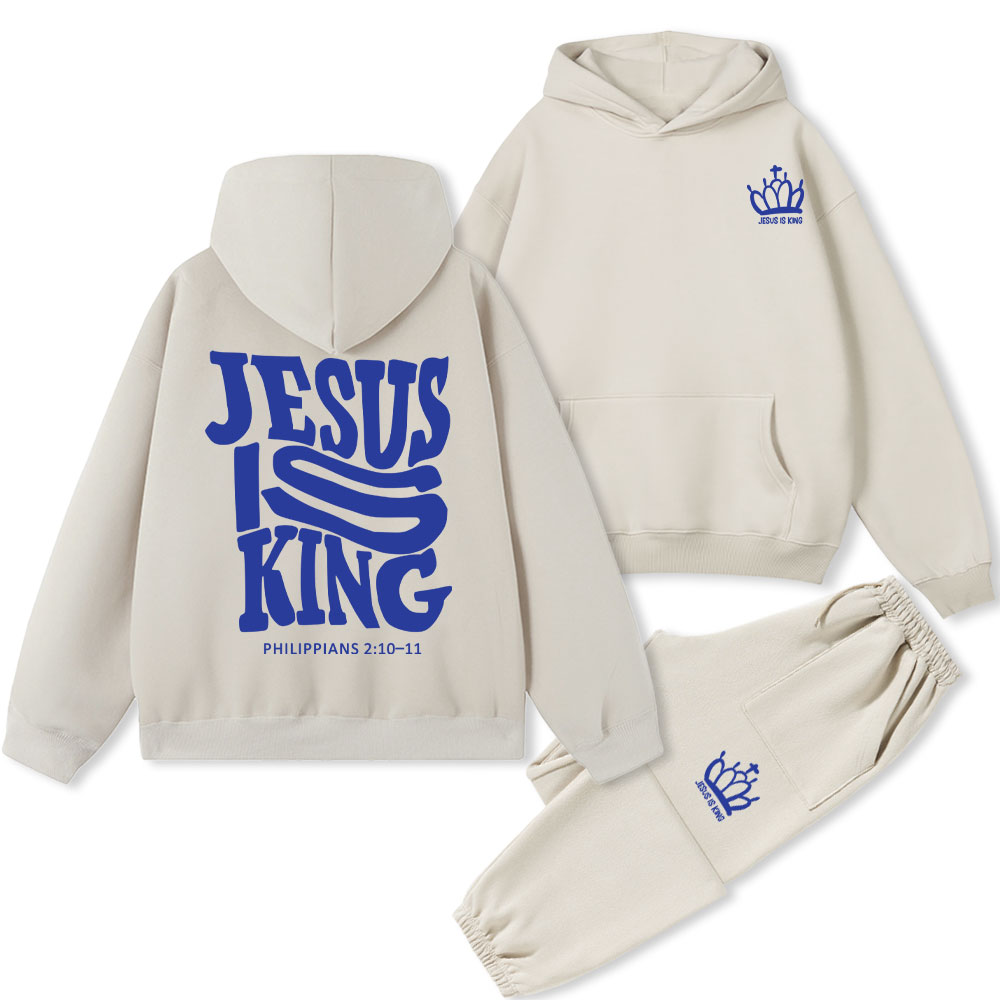 Jesus Is King Christian Fleece Hoodie Set