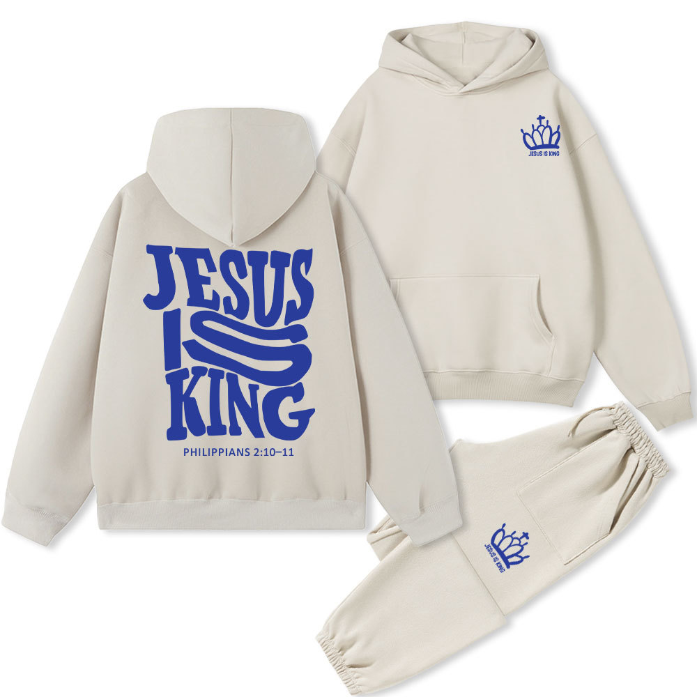 Jesus Is King Christian Fleece Hoodie Set