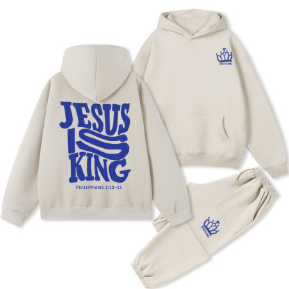 Jesus Is King Christian Fleece Hoodie Set