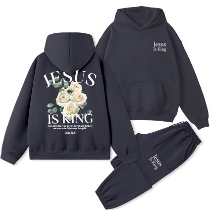 Jesus Is King Christian Fleece Hoodie Set