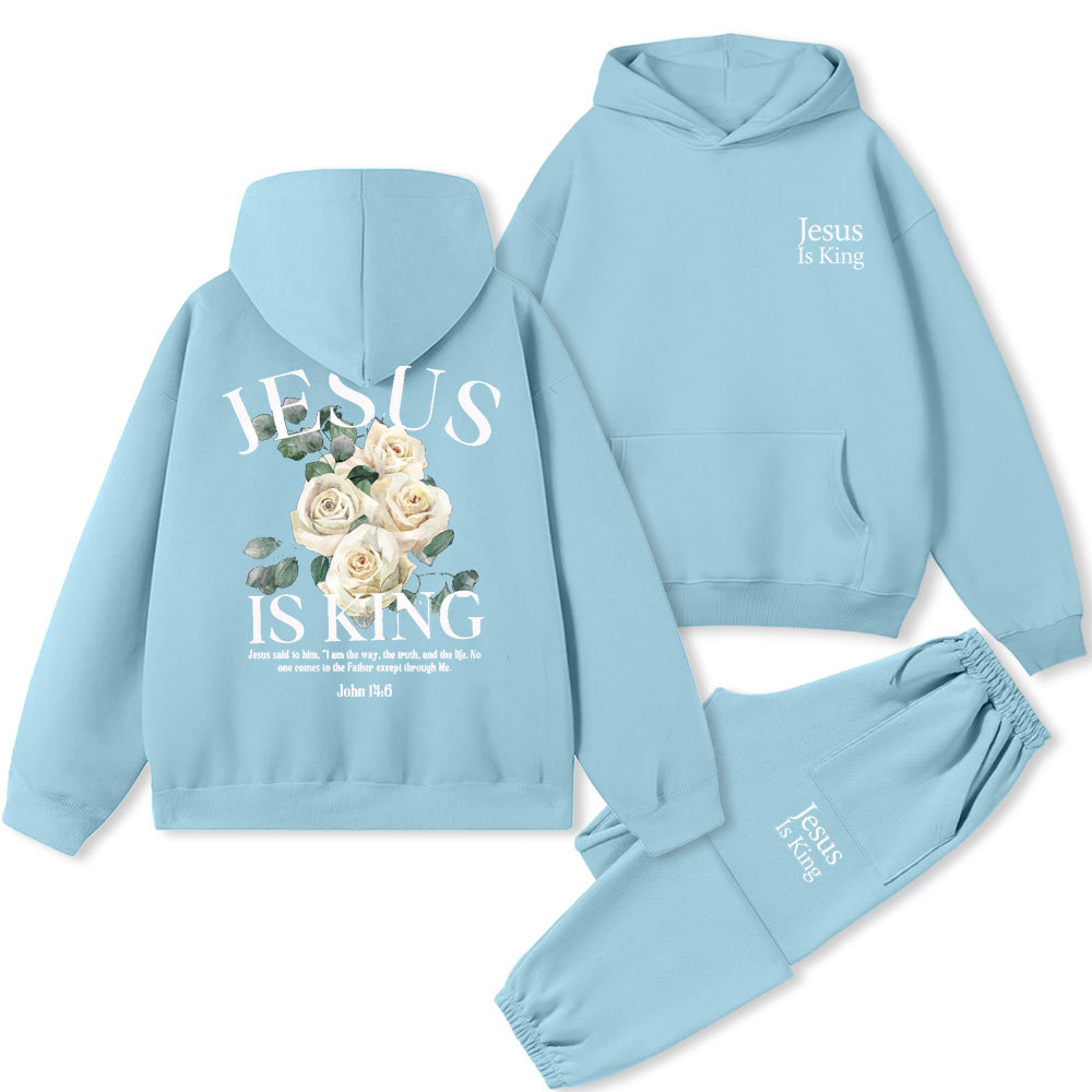 Jesus Is King Christian Fleece Hoodie Set
