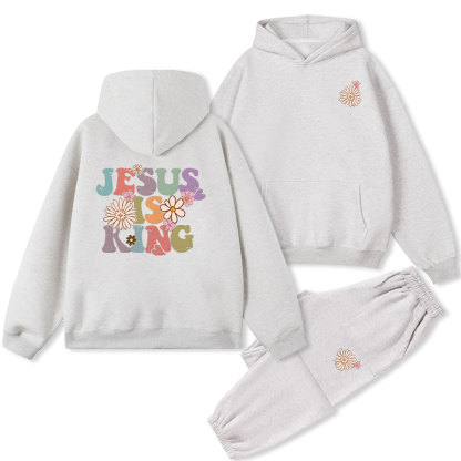 Jesus Is King Christian Fleece Hoodie Set