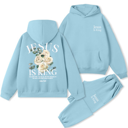 Jesus Is King Christian Fleece Hoodie Set