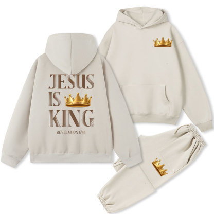 Jesus Is King Christian Fleece Hoodie Set