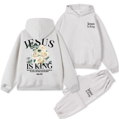 Jesus Is King Christian Fleece Hoodie Set