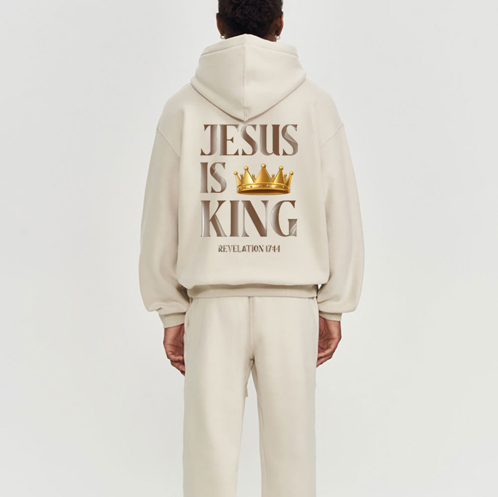 Jesus Is King Christian Fleece Hoodie Set