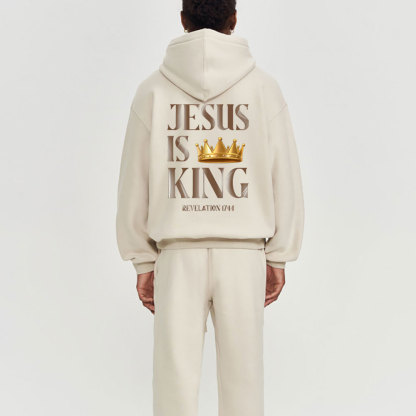 Jesus Is King Christian Fleece Hoodie Set