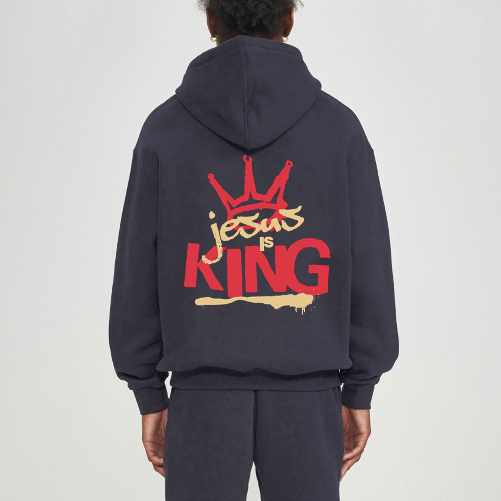 Jesus Is King Christian Fleece Hoodie Set