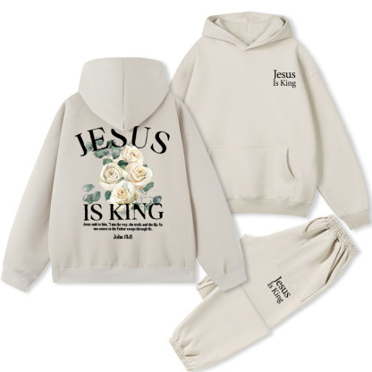 Jesus Is King Christian Fleece Hoodie Set