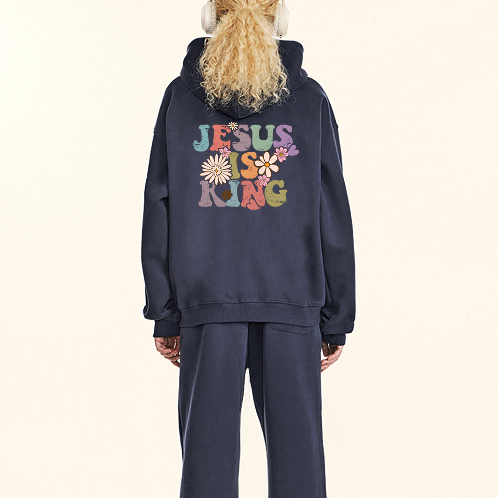 Jesus Is King Christian Fleece Hoodie Set