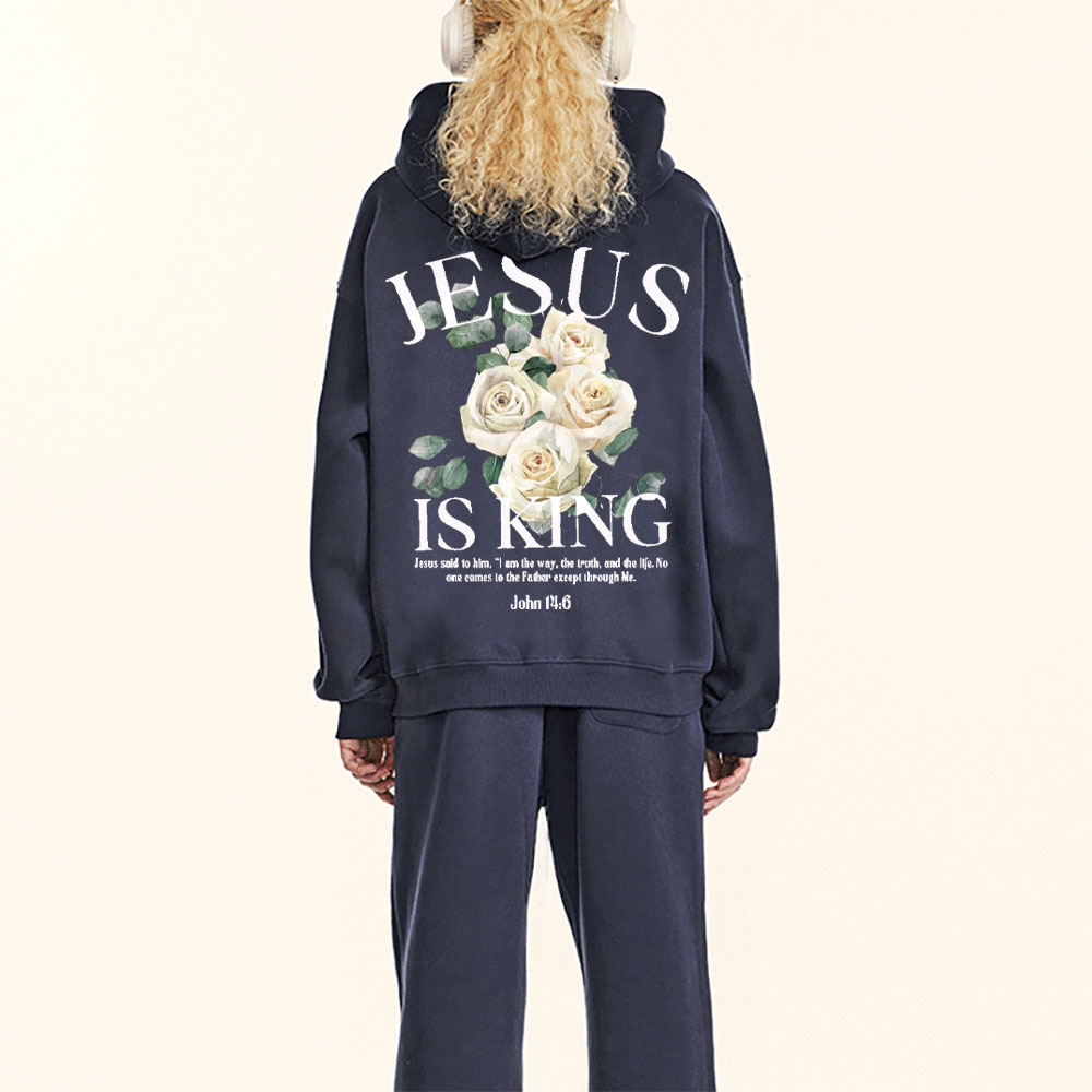 Jesus Is King Christian Fleece Hoodie Set
