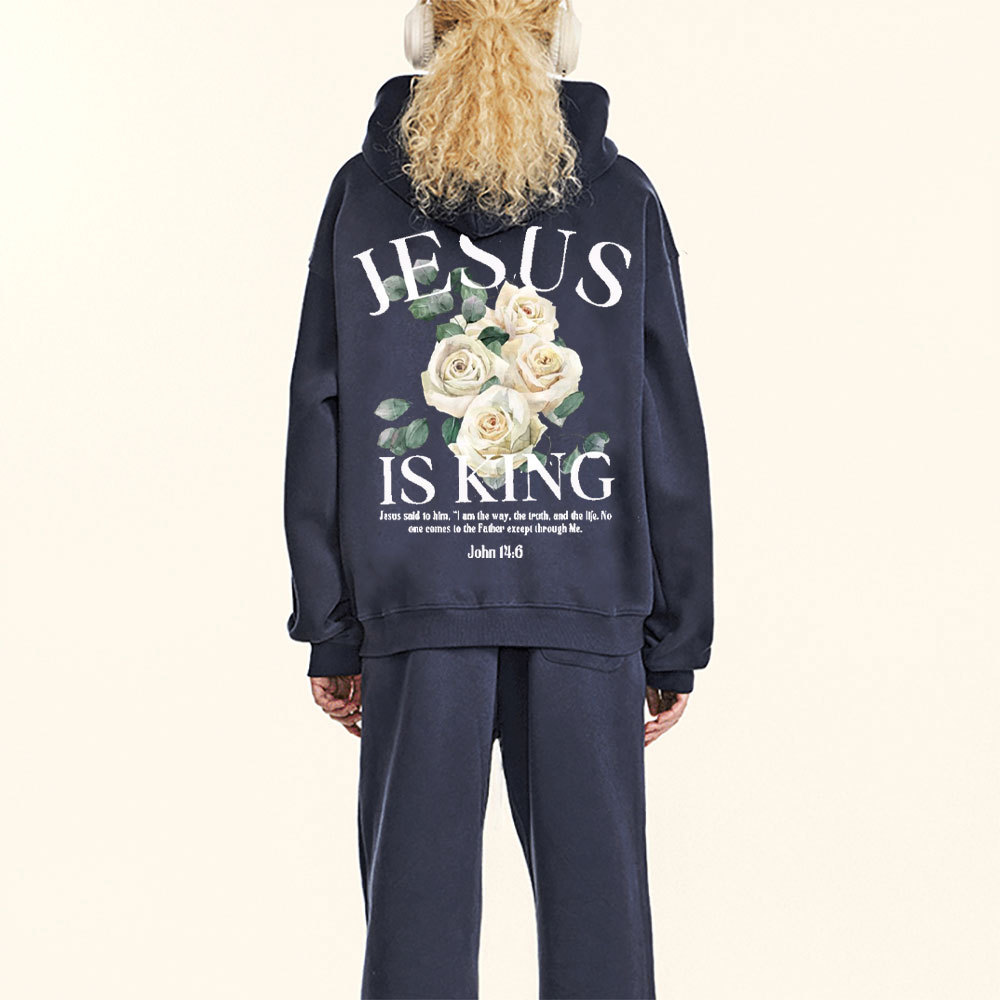 Jesus Is King Christian Fleece Hoodie Set