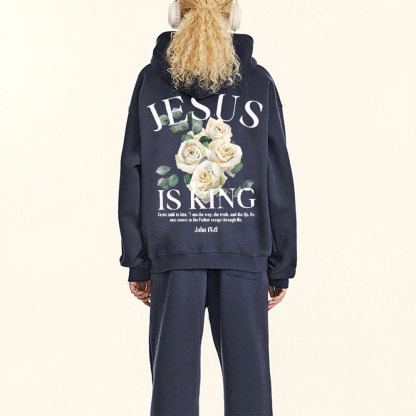 Jesus Is King Christian Fleece Hoodie Set