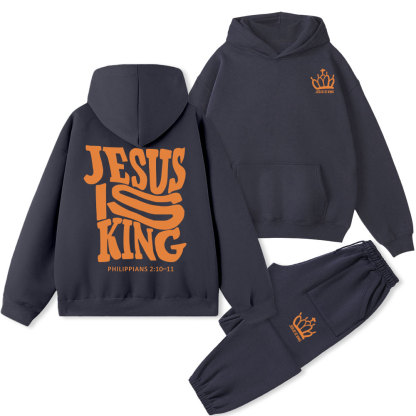 Jesus Is King Christian Fleece Hoodie Set