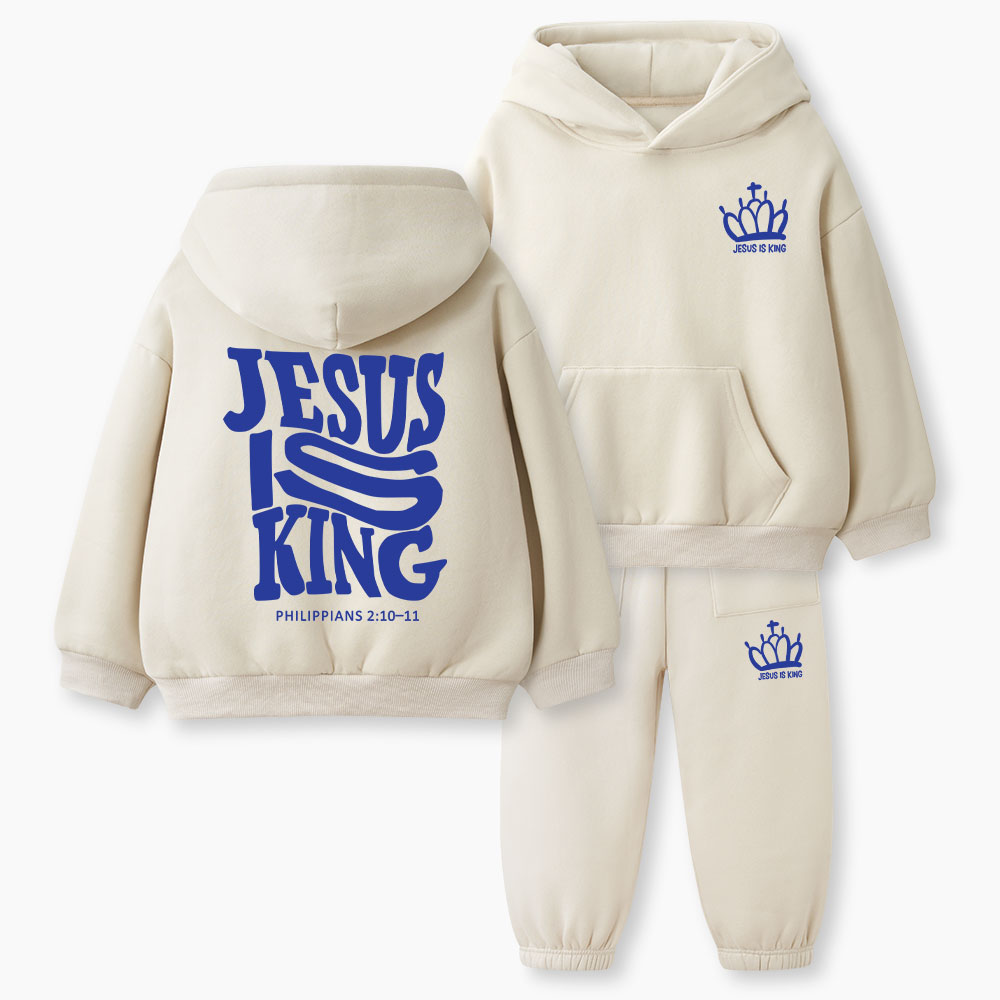 Jesus Is King Christian Kid Fleece Hoodie Set