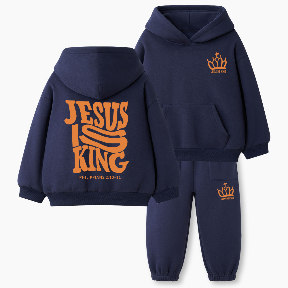 Jesus Is King Christian Kid Fleece Hoodie Set